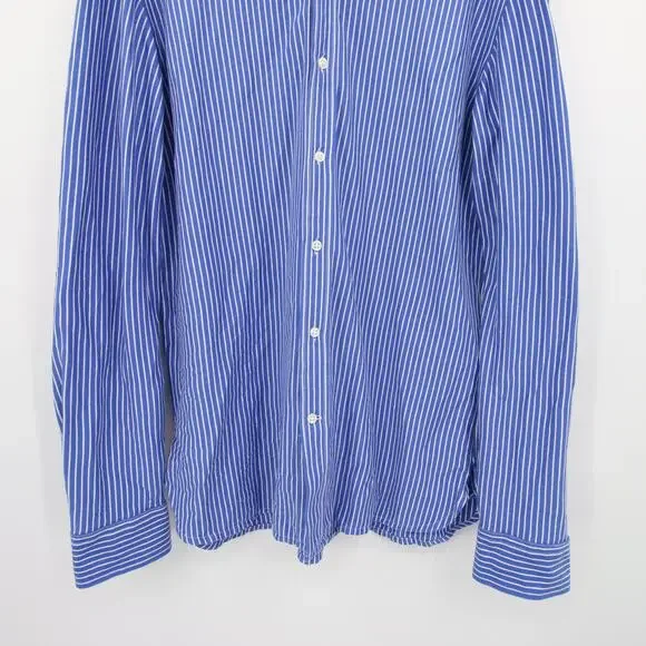 Polo Ralph Lauren Button Down Shirt Blue White Striped Long Sleeve Slim Fit 17 - Picture 3 of 10